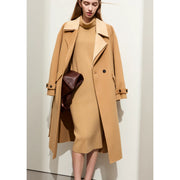 minimalist wool coat with contrast stitching, view 3 - MRSLM
