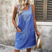 Sapphire blue camisole dress, view 4 - MRSLM
