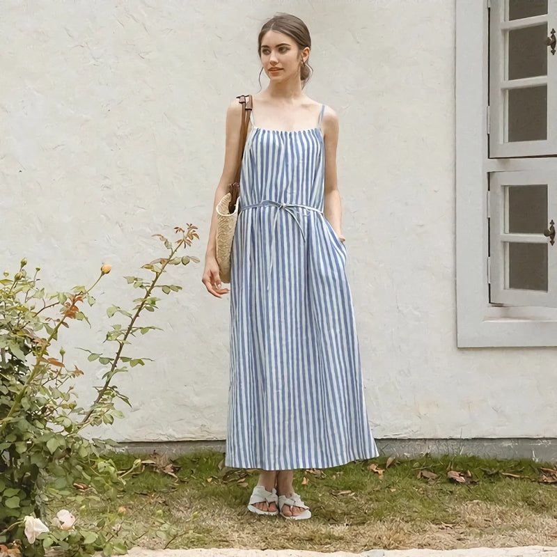 striped maxi dress, view 6 - MRSLM