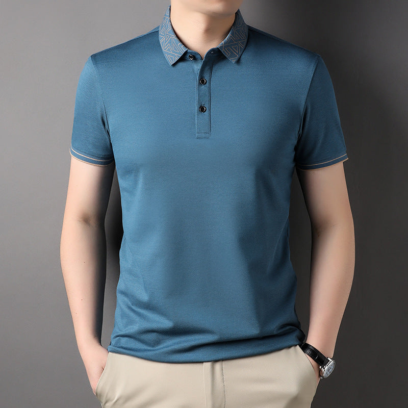 men's polo collar thin T-shirt, view 4 - MRSLM