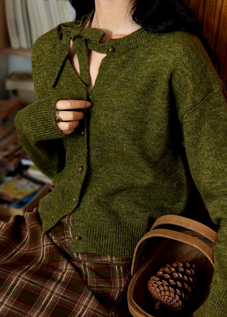 asymmetrical hollowed out knitted cardigan, view 6 - MRSLM