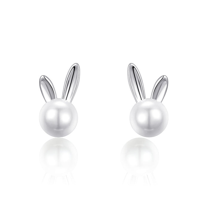 Ferris Wheel S925 Silver Rabbit Pearl Stud Earrings