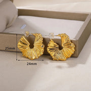 ginkgo leaf gold stud earrings, view 4 - MRSLM
