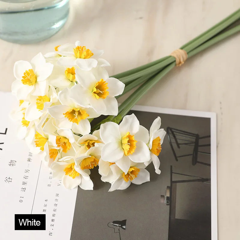 artificial narcissus flower bouquet, view 2 - MRSLM