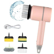 electric spin scrubber with 4 brush heads, view 4 - MRSLM