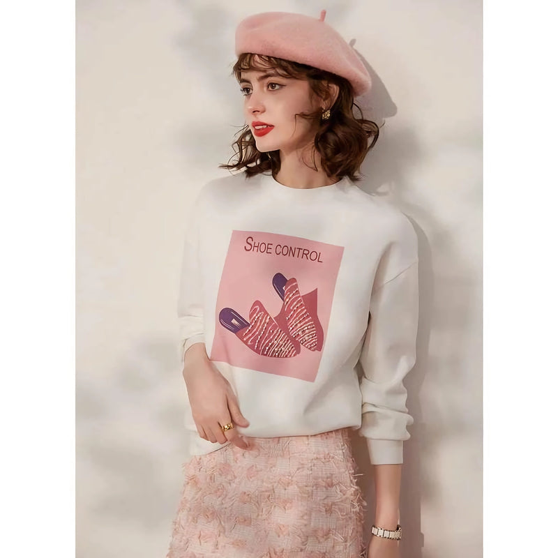beaded print pullover sweatshirt, view 7 - MRSLM