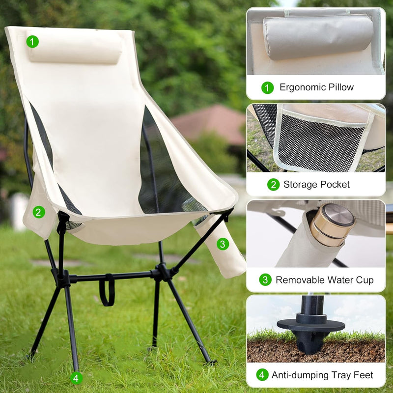 folding camping chair with headrest, view 8 - MRSLM