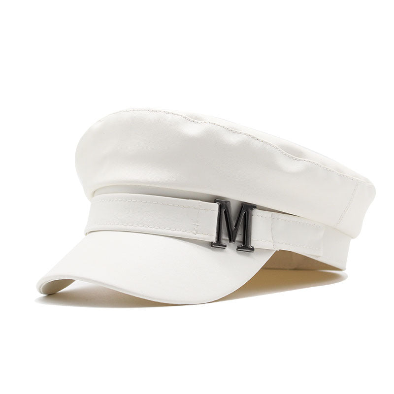 solid color pu beret, view 6 - MRSLM