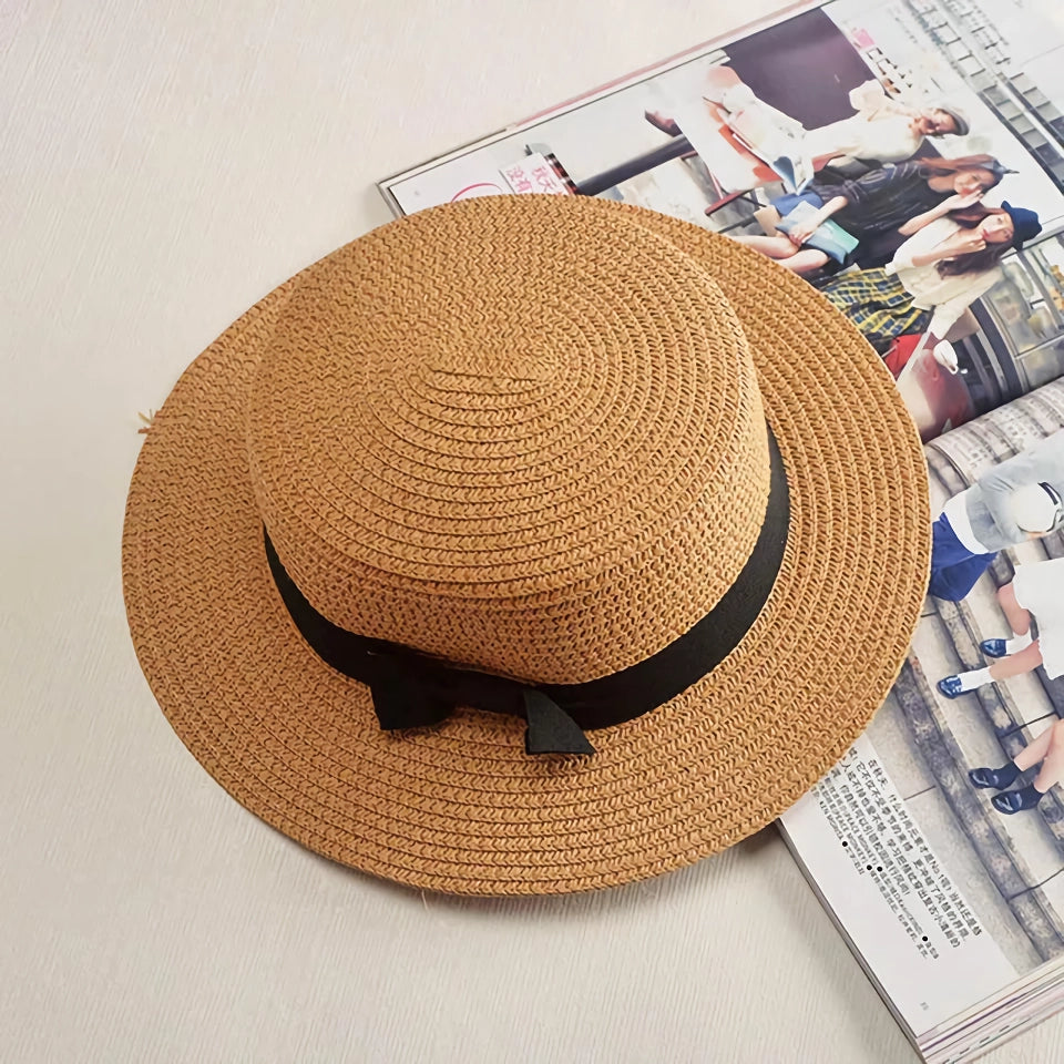 Classic Panama Hat with Bowknot