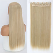 synthetic long straight clip-in hair extensions, view 3 - MRSLM