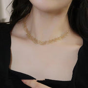 silver gold bead lace clavicle chain necklace - MRSLM