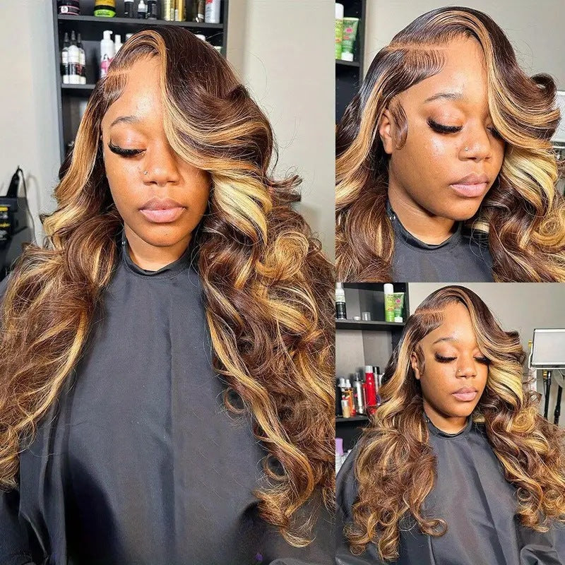piano color long curly lace front wig, view 9 - MRSLM