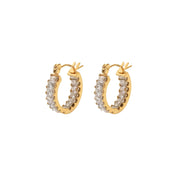 Gold zirconia hoop earrings, view 2 - MRSLM