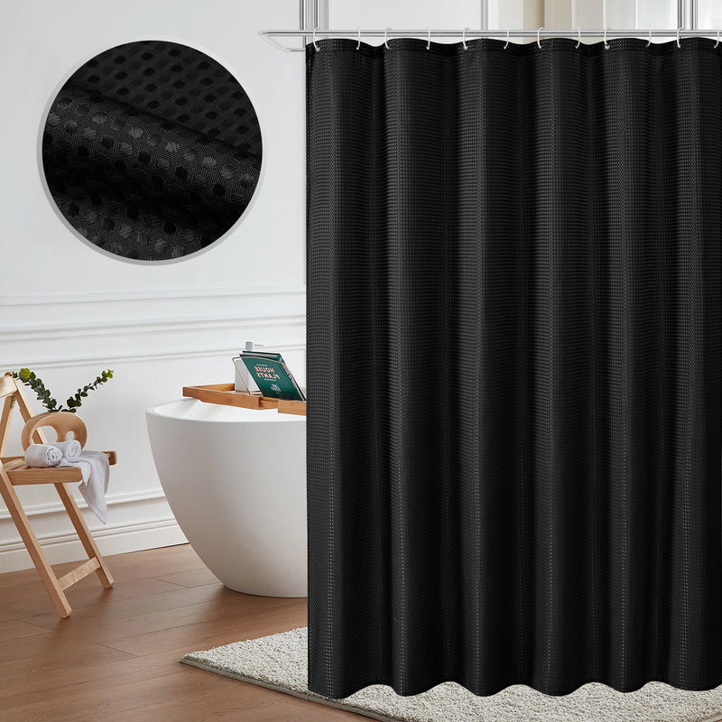 classic waffle shower curtain, view 2 - MRSLM