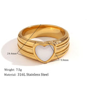 18k gold plated striped heart ring, view 2 - MRSLM