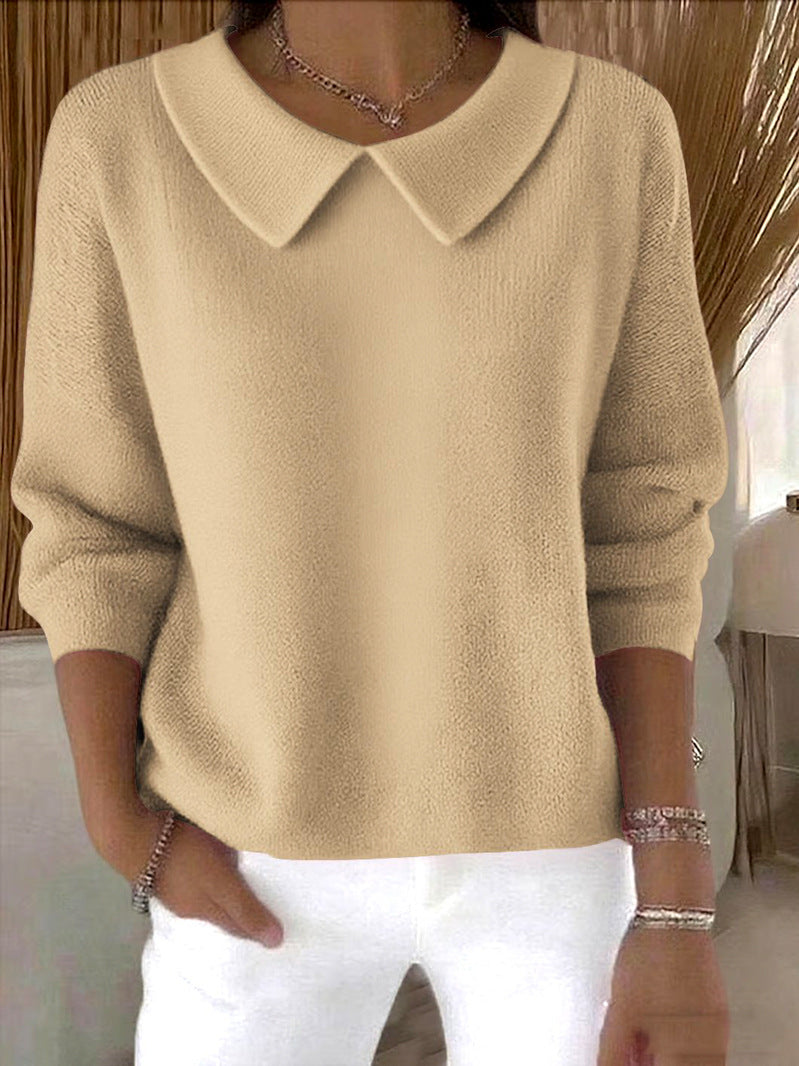 women's loose solid color long-sleeve top, view 11 - MRSLM