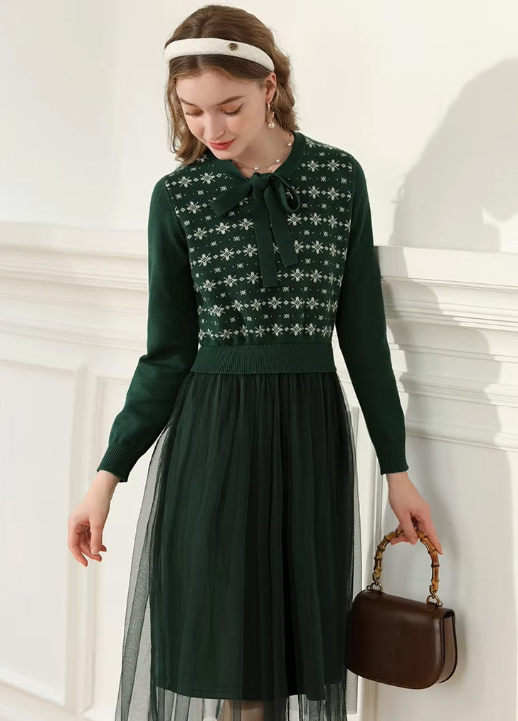 bow knitted winter dress, view 3 - MRSLM