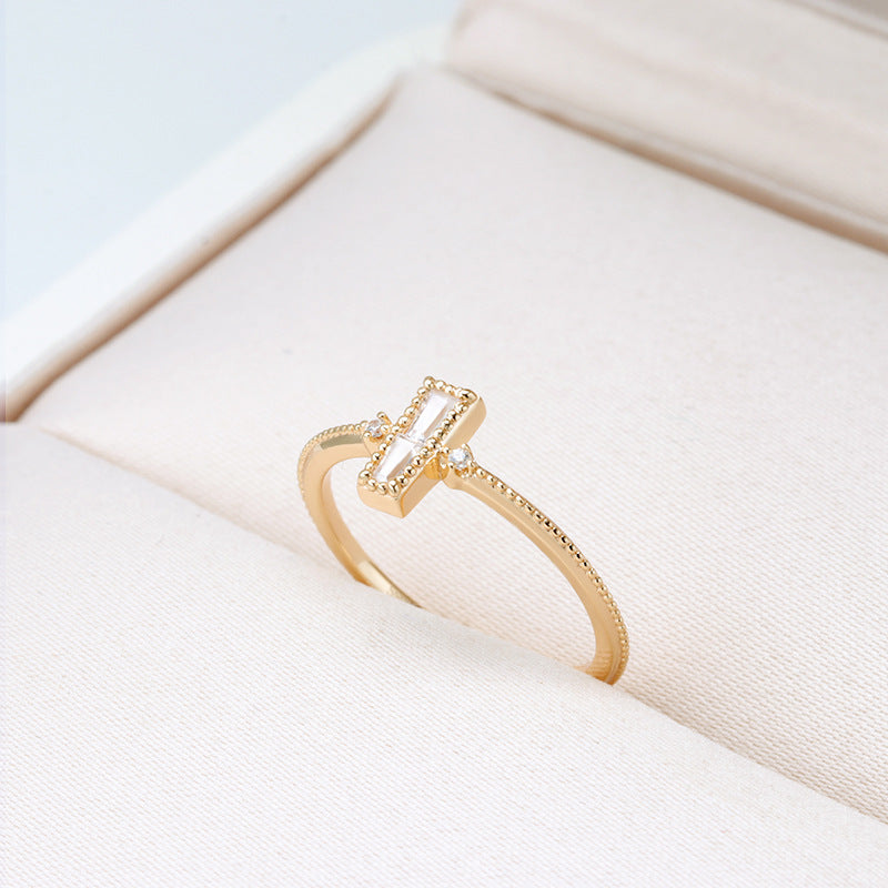 t-line cut zircon gold plated silver ring, view 8 - MRSLM