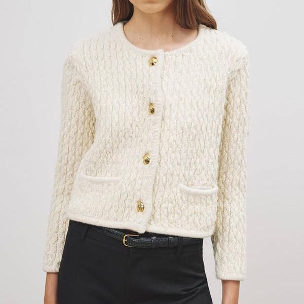 women's O-neck knitted cardigan - MRSLM