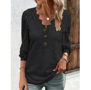 women's slim long sleeve lace top, view 6 - MRSLM