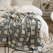 Modern plaid knitted throw blanket, view 4 - MRSLM