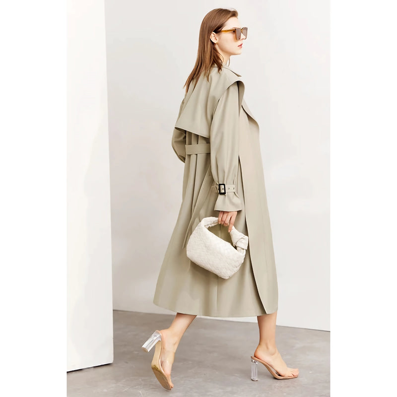minimalist long trench coat, view 5 - MRSLM