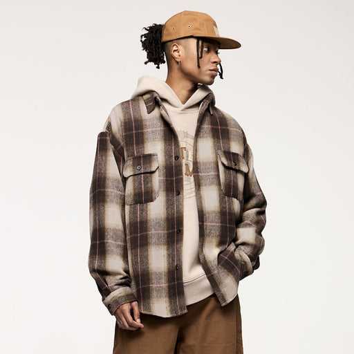 retro faux suede workwear shirt coat - MRSLM