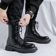 men's vintage leather ankle boots, black, view 4 - MRSLM