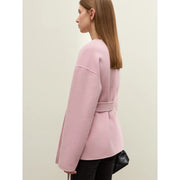v-neck coat with belt, view 6 - MRSLM