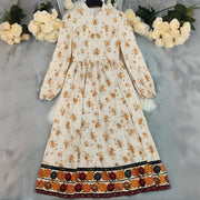 Women's vintage floral long sleeve button maxi dress, view 4 - MRSLM