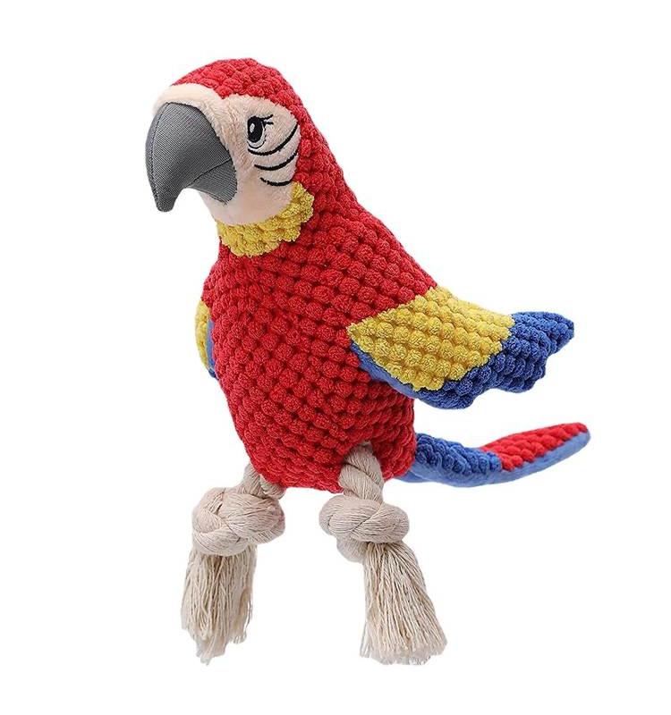 plush parrot squeaky dog toy, view 2 - MRSLM