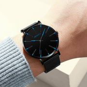 men's black stainless steel quartz watch, view 2 - MRSLM