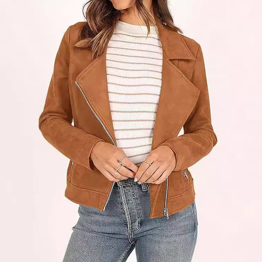 deerskin velvet motorcycle jacket with zipper pockets - MRSLM
