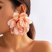 fluffy fabric flower stud earrings, view 6 - MRSLM