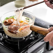 glass cooking pot with wooden handle, view 2 - MRSLM