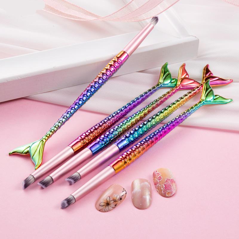 gradient mermaid handle nail art brush set - MRSLM