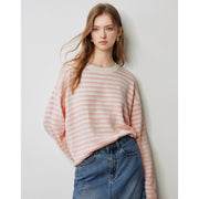 Women's striped knitted pullover sweater, view 8 - MRSLM