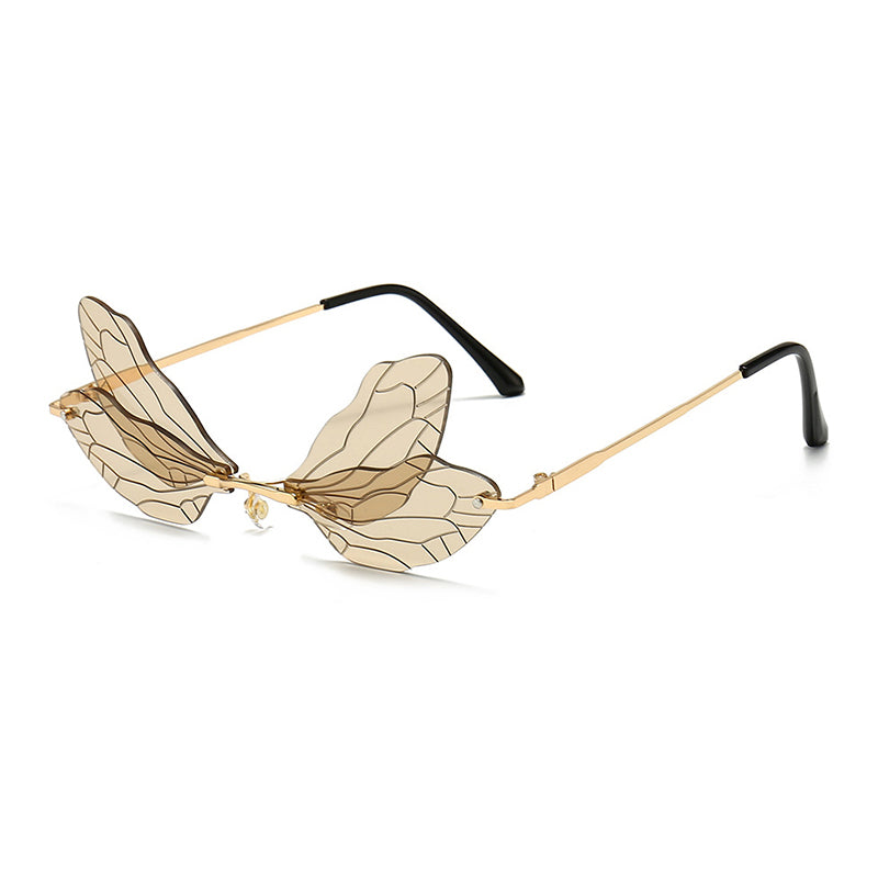 rimless dragonfly wing sunglasses, view 8 - MRSLM