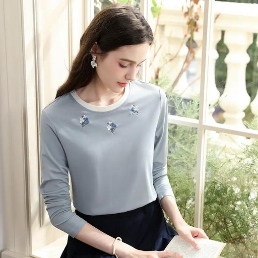 women's embroidered slim long sleeve t-shirt - MRSLM