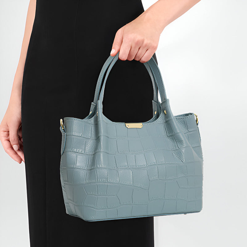 crocodile pattern leather handbag, view 4 - MRSLM