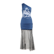 portrait print long dress women, view 5 - MRSLM