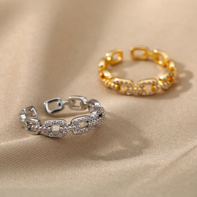 cubic zirconia chain ring, view 5 - MRSLM