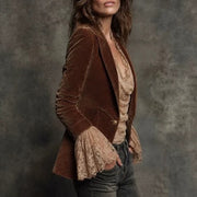 Women's retro velvet blazer with lace bell cuffs, view 6 - MRSLM