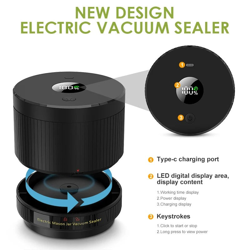 cordless electric mason jar vacuum sealer, view 5 - MRSLM