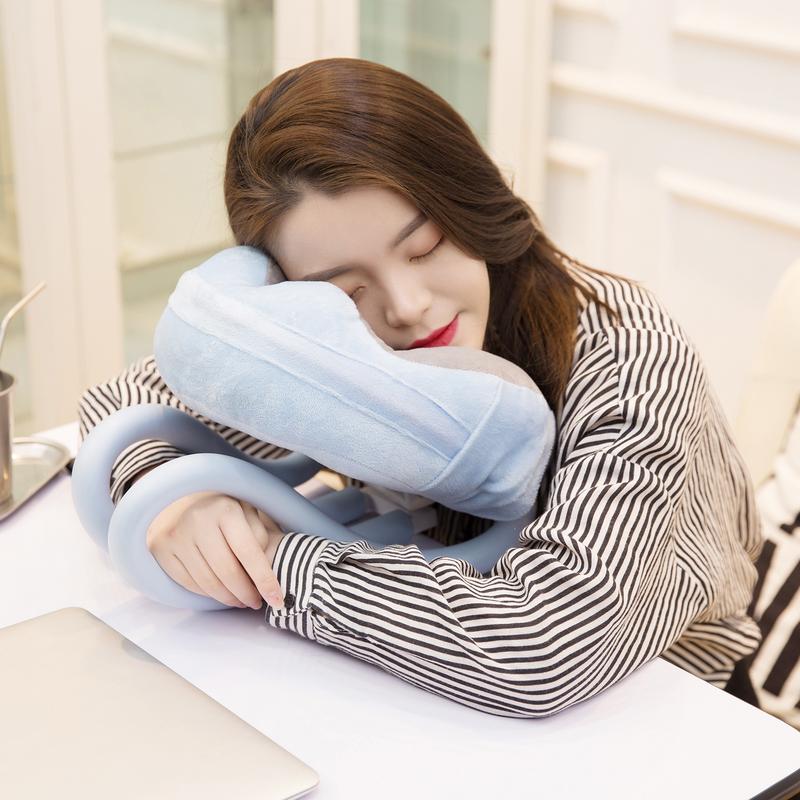 U-shaped neck pillow with phone holder, view 5 - MRSLM
