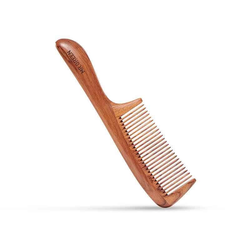 natural wooden fine tooth comb, view 2 - MRSLM