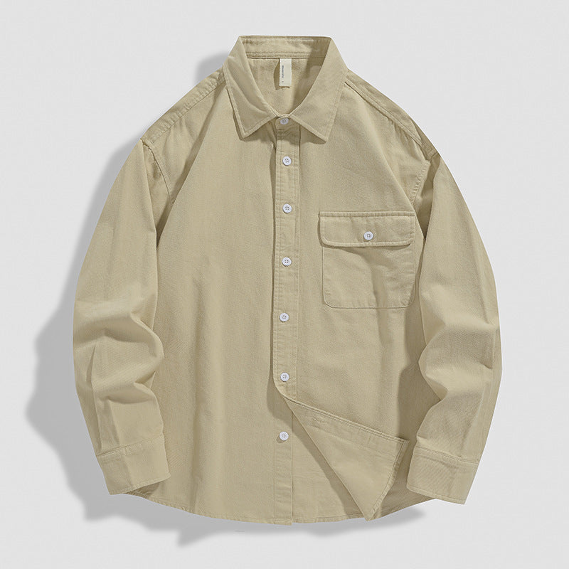 men's loose cotton shirt coat, view 7 - MRSLM