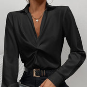 women's casual v-neck long sleeve shirt - MRSLM