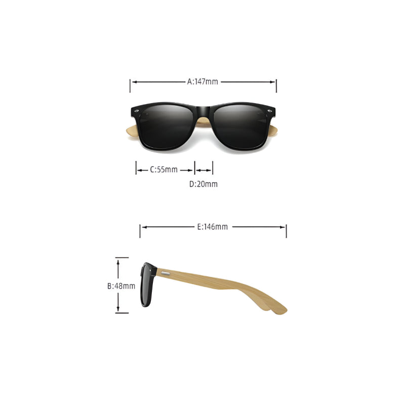 vintage bamboo wood square sunglasses, view 12 - MRSLM