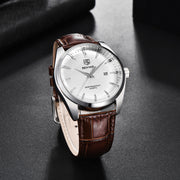 men's leather band quartz watch, view 7 - MRSLM